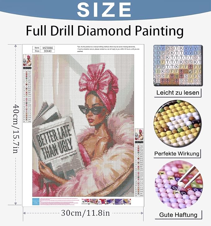 Benjenes Pink Bow Woman Diamond Art Kits for Adults Diamond Painting Kits