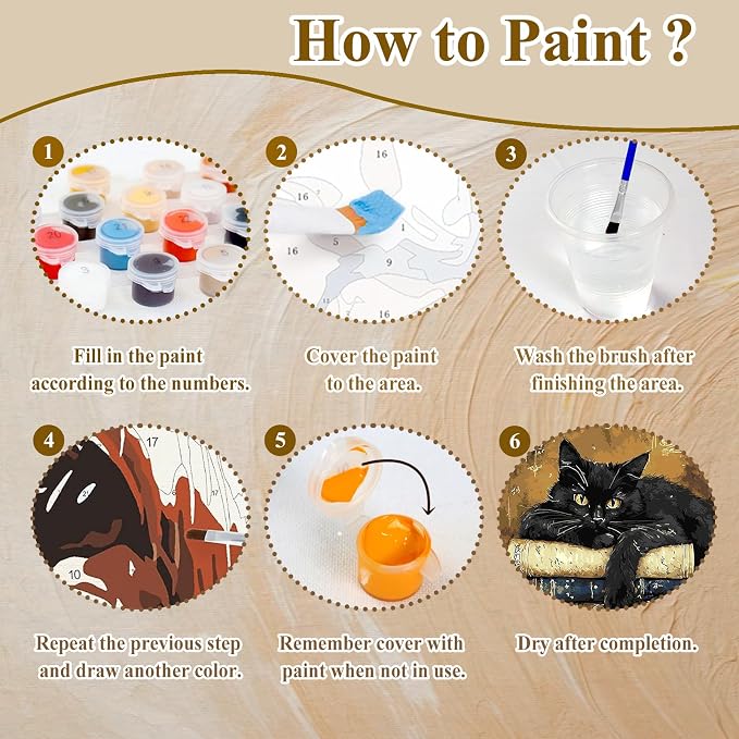 Cat Paint by Numbers Kit for Adults, Adult Paint by Number Cat 16x20 Inch