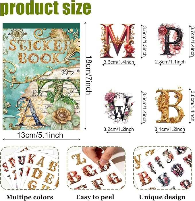 Alphabet Number Vinyl Stickers 50Sheets for Scrapbook Junk Journal Supplies