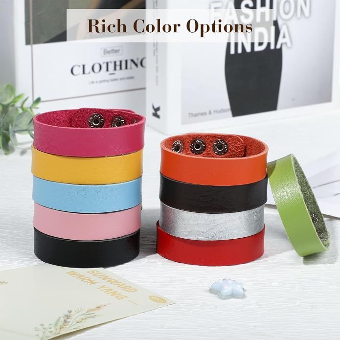 TXIN Faux Leather Snap Bracelets Blank Colorful Adjustable Plain PU Leather Wristband for DIY Jewelry Making Women Men Cuff Wrist Crafts