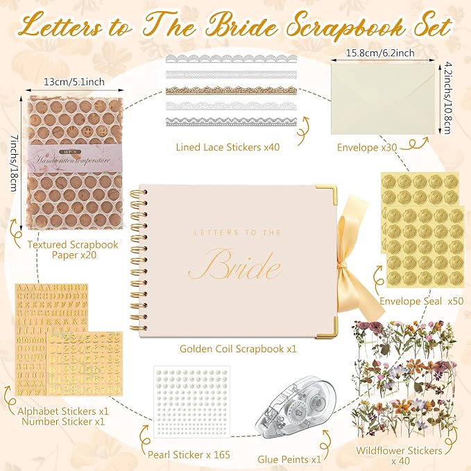 Letters to Bride Scrapbook,8.5 X 7 Inch,Classic,Cream