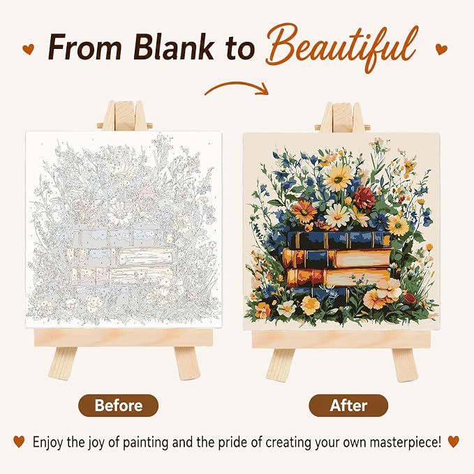AUKELHJ Framed Paint by Numbers Kit for Adults, Book, 10x10 inch