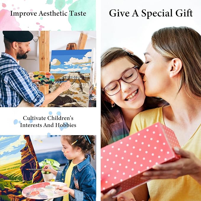4 Pack National Park Paint by Numbers Kit for Adults Beginner Framed, Mountain Landscape Paint by Number Kits with Frame, DIY Acrylic Adult Paint by Number Kits on Canvas for Home Decor Gift 8x12 Inch