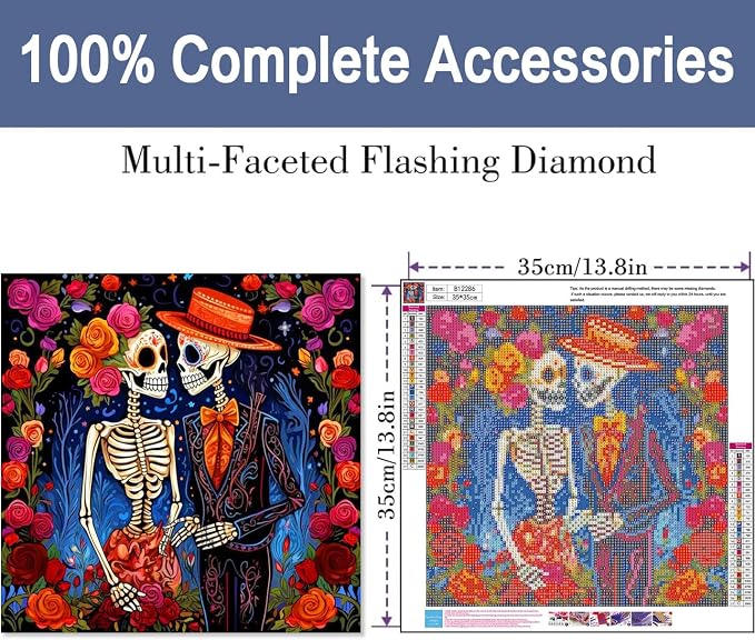 ijbnhd Skeleton Diamond Art Kits for Adults Valentine 14x14inch