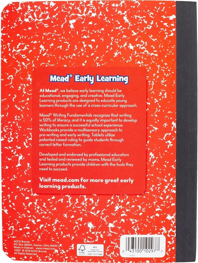 Mead Primary Journal Creative Story Tablet Composition Notebook, 7.5" x 9.75", Grades K-2, 100 Sheets, Red (489903-ECM)