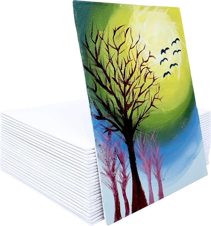 milo Canvas Flat Panel Boards for Painting, 11x14 inch, 24 Pack, White | Primed & Ready-to-Paint Art Supplies for Acrylic, Oil, Mixed Wet Media, & Pouring, Bulk, Painting Party Pack, Blank, Cotton
