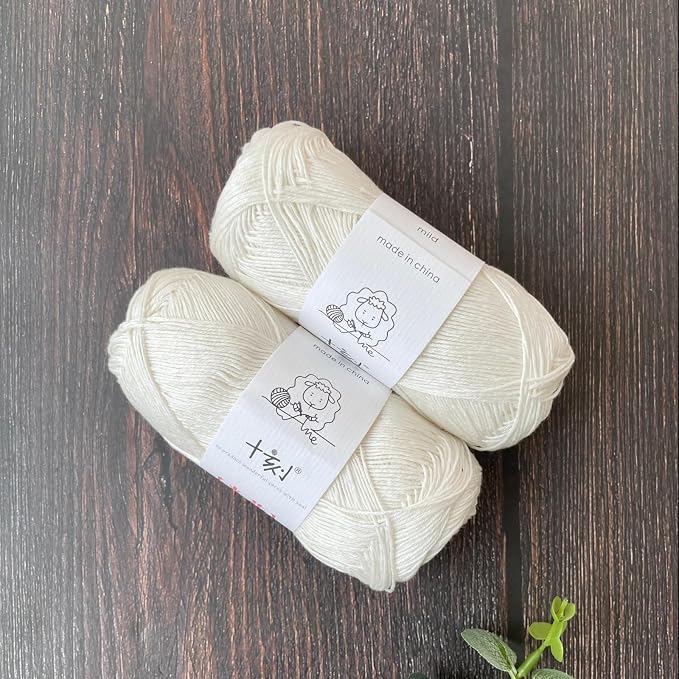 Linen Rayon Lyocell Blend Yarn, Superfine Fingering Weight (1), 150g/5.29oz (3 Strands, 50g/230yds per Strand)- 01 Snow