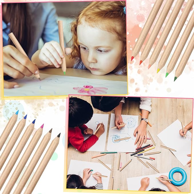Sinload 24 Set Mini Colored Pencil Bulk for Kid 3.5 Inch Colored Pencils | 12 Color with Sharpener Eraser, Short Coloring Drawing Pen Bulk, Student Teacher Back to School Classroom Party Favors Gifts