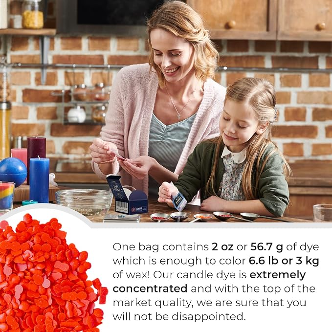 Orange Candle Dye 2oz for Soy Candle Making – Concentrated Wax Color Chips | Highly Concentrated Candle Wax Dyes – Candle Shop Premium Color Dye Chips for Soy Wax, Beeswax, Paraffin