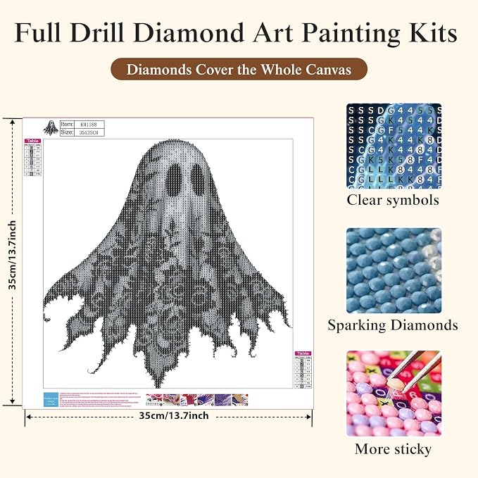 5D Halloween Ghost Diamond Painting Kits for Adults,Gothic Diamond Art Kits
