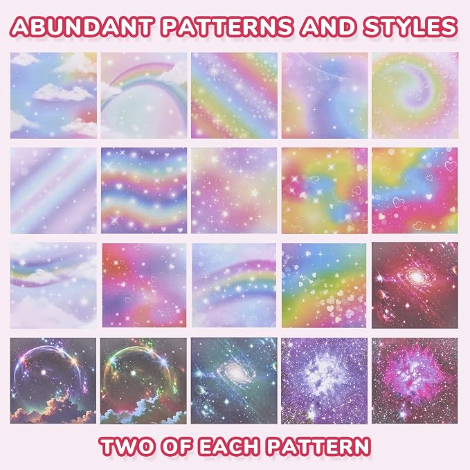 JoyCat Dreamy Fantasy Patterned Origami Paper, 50 Sheets, 6x6 Inch | Double-sided celestial, magical and mythical patterns create dreamy origami, scrapbook pages, cards and fantasy crafts.
