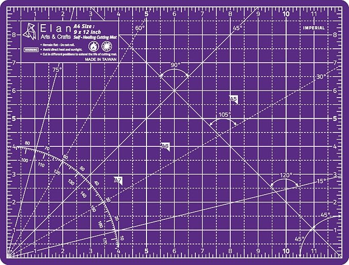 Elan Cutting Mat A4 Pink & Purple, Self Healing Cutting Mat 9x12 Inch, 5-Ply Craft Board Pink, Hobby Board for Crafts 9x12 Inch