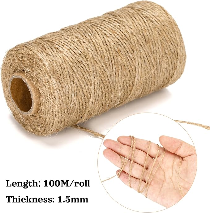984 Feet Jute Twine, 3 Pcs X 328 Feet Christmas Twine, Best Arts Crafts Gift, Durable Packing String, Brown