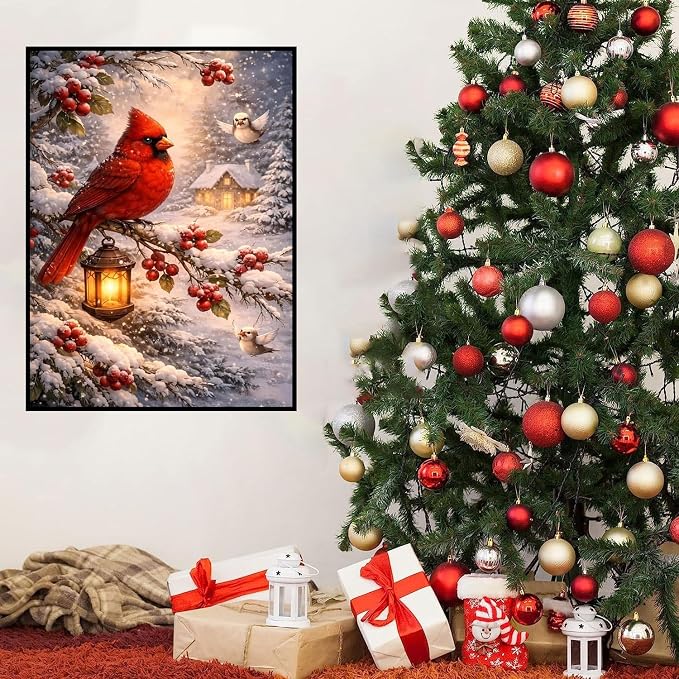 HHMATITS Christmas Cardinal Diamond Art Kits for Adults 12 X 16Inch