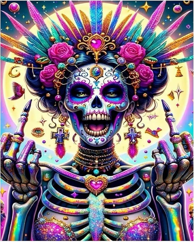 Skull Paint by Numbers Kit for Adults, Adult Paint by Number Kits 16x20 in | Paint by Numbers Kit for Adults, Acrylic Painting by Numbers, DIY Arts and Crafts for Gifts or Home Decor