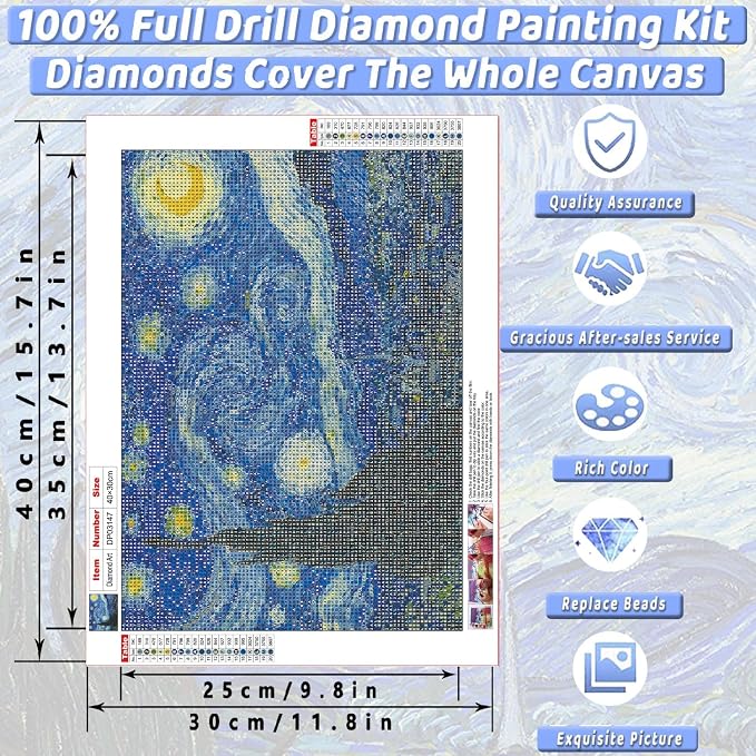 Van Gogh Cute Diamond Art Kits for Adults Diamond Painting Kit for Beginner