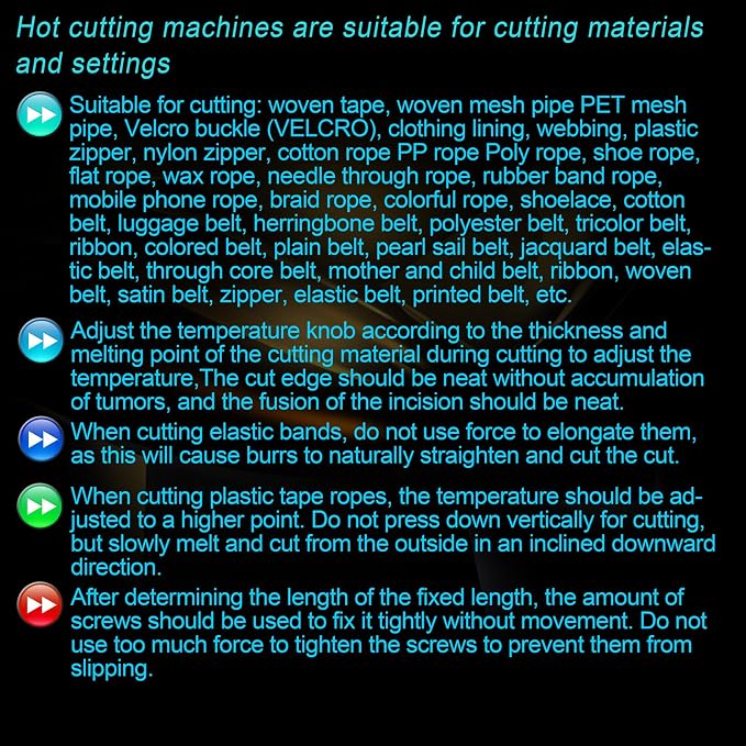 DRQG50-B Heat Cutting Ribbon Cutter, Electric Rope Cutter Thermal Supplies Portable with Screwdriver for Ribbon Braid Nylon Band Ropes Versatile Rope Ribbon Thermal Cutter with Fan