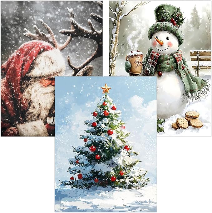 3 Pack Christmas Diamond Art Kits for Adults Christmas Diamond Painting Kit