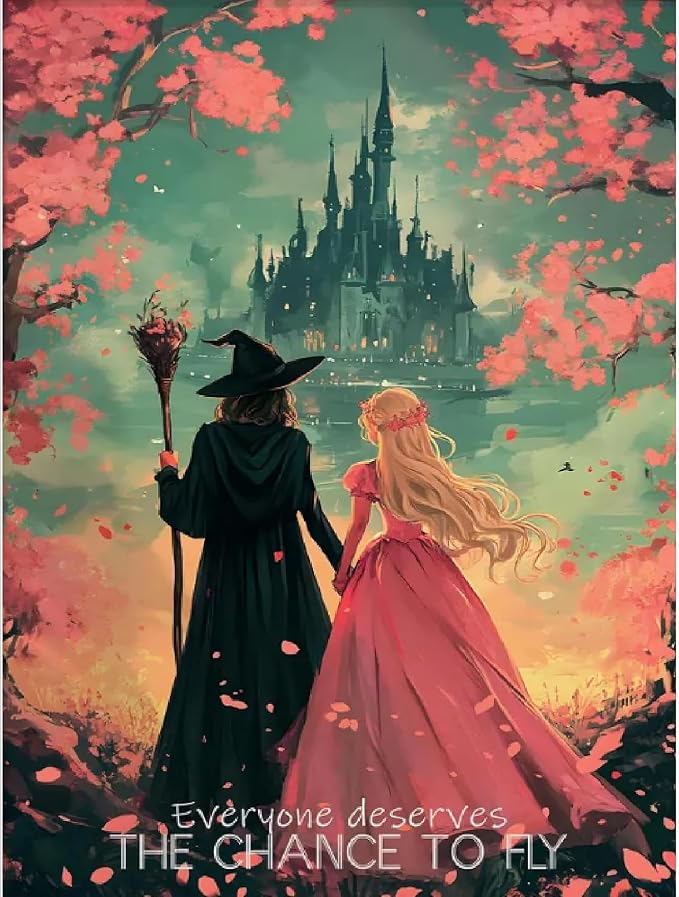 NEGEKFKX Witch Paint by Numbers Kit for Adults Beginner,Princess Easy Adult Paint by Number Kits on Canvas DIY Painting for Beginners Art by Numbers for Home Wall Decor 16x20 Inch