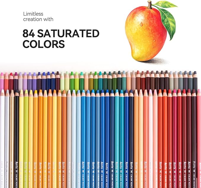 Arrtx 84 Colored Pencils, Soft Core, 5.0mm Thick Lead