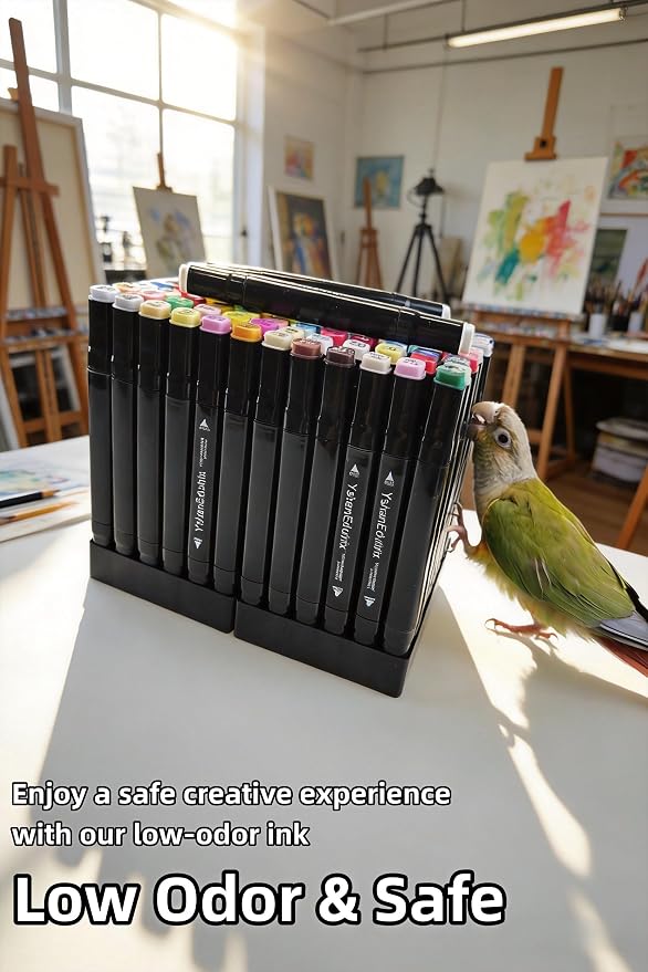 122-Piece Alcohol Markers, 120 marker set with 2 Bonus Blenders, Dual Tip Art Markers for Adults, Vibrant Marker Pens with Pen Holder & Case for Drawing, Sketching, Christmas Gift