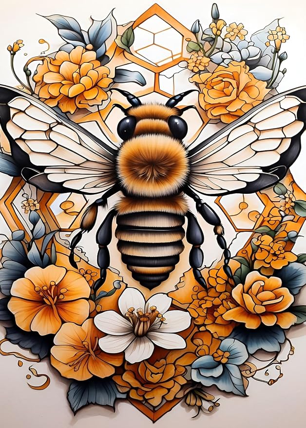 Bee Diamond Art Kits for Adults Beginners, 5D Diamond Painting for Adults