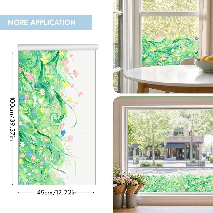 ADD.HERES Stained Glass Window Film, Window Film Decorative, 17.5 x 78.7 in