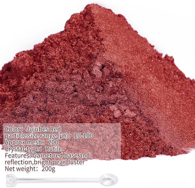 Mica Powder,7.05OZ（200g）,Jujubes Red Mica Powder Pigment for Epoxy Resin，Lip Gloss，Car Paint，Dye，Soap Making，Nail Polish,Epoxy Resin,Candle Making,Bath Bombs
