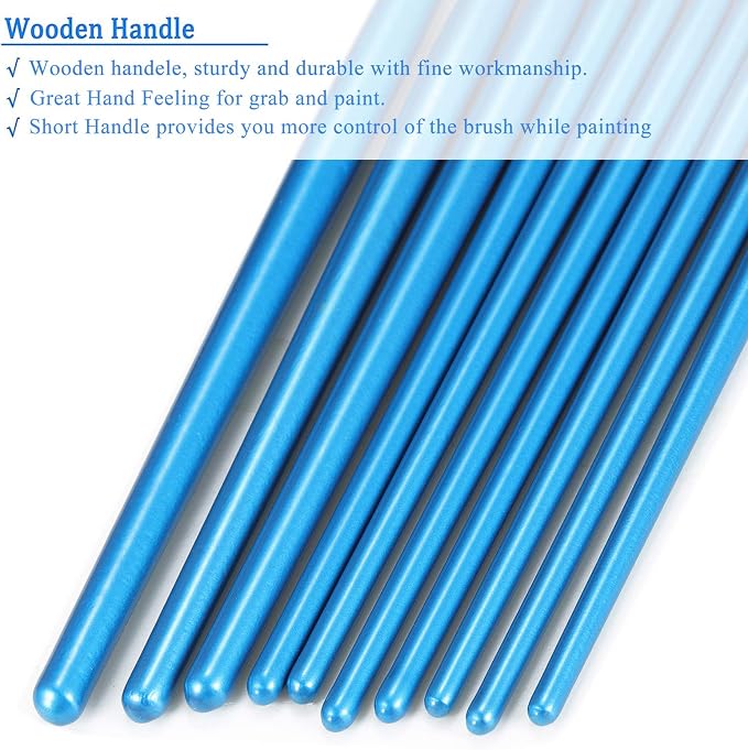 BOSOBO Paint Brushes Set, 20 Pcs Small Paint Brush Kit Round Flat Tip Nylon Hair, for Acrylic Painting, Watercolor, Oil Painting, Kids Face Nail Art Canvas Rock Craft, Art Supplies, Blue