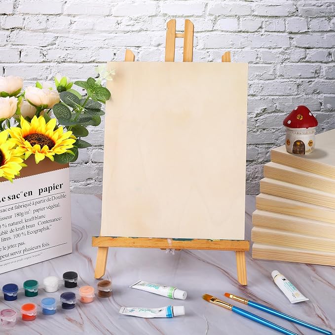Aodaer 2 Pack Wood Panels 8 x 10 Inch Wooden Panels Canvas Unfinished Craft Wood Boards Panels for Art Crafts Acrylic and Oil Painting Pouring DIY Projects
