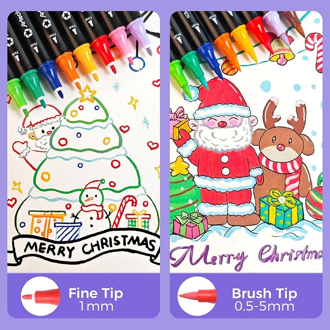 Artecho Acrylic Paint Markers 72 Colors with Brush Tip and Fine Tip
