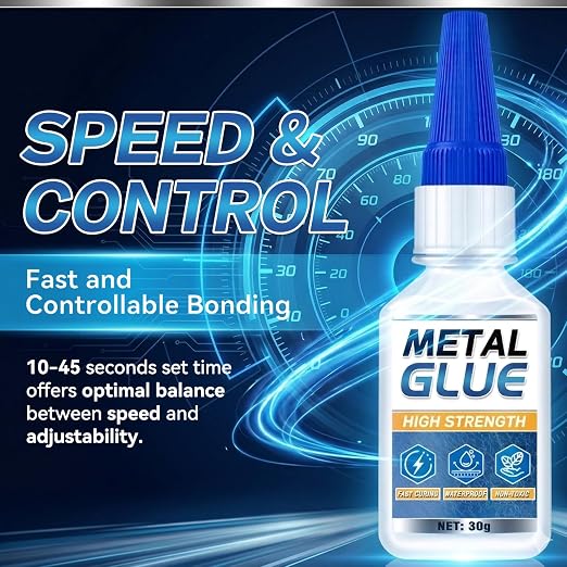 Metal Glue, Super Glue for Metal 30g Heavy Duty Instant Adhesive, Fast Drying Clear CA Adhesive for Stainless Steel, Aluminum, Iron, Jewelry Repair, DIY Crafts, Waterproof Strong Bonding