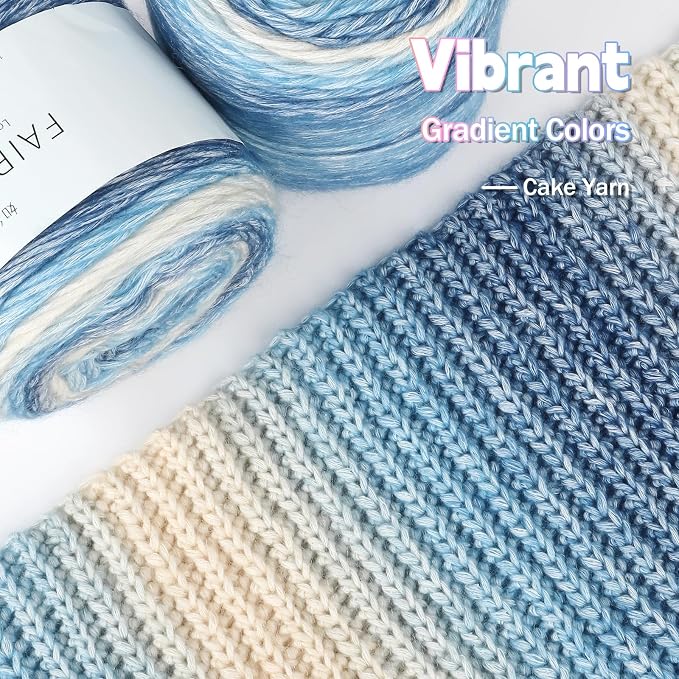 Katech 4 Pack Ombré Yarn for Crocheting-Gradient Cake Yarn for Knitting | 100g/3.52 oz,60% Cotton 30% Acrylic 10% Wool-Multicolor Soft Cotton Crochet Yarn for Scarves, Shawls, Blanket and Garments(G)