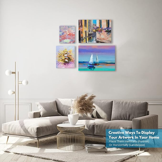 KEFF 24-Pack 𝗣𝗥𝗘𝗠𝗜𝗨𝗠 Canvas for Painting, 6 of 5x7, 8x10, 9x12,11x14 Painting Canvas Boards, Art Supplies for Adults & Kids - 100% Cotton Primed Canvases for Painting Acrylic, Oil, Watercolor