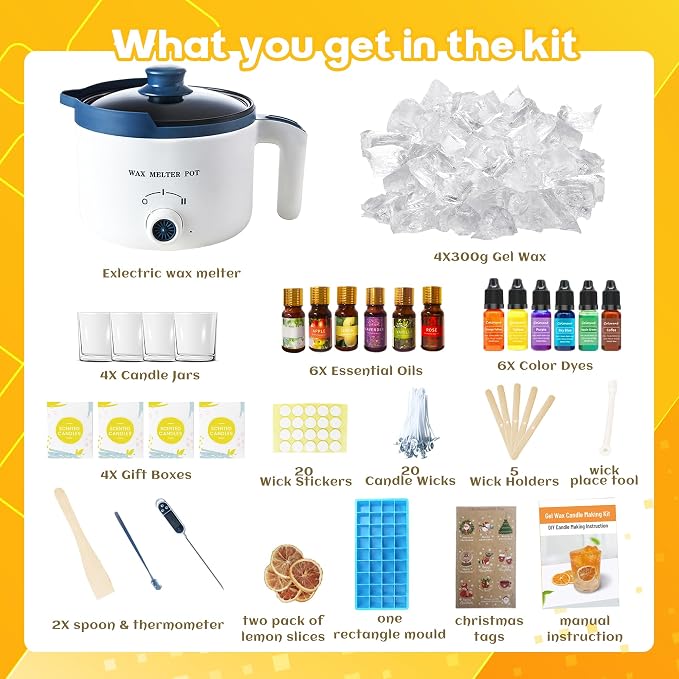 Transparent Gel Wax Candle Making Clear Kit with Electric Wax Melting Pot