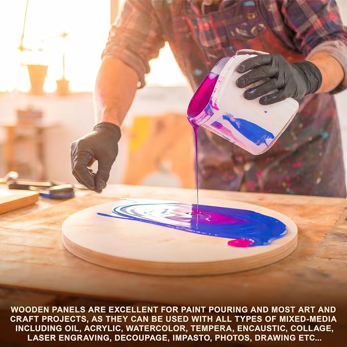 U.S. Art Supply 8" Round Unfinished Cradled Wood Panels for Painting