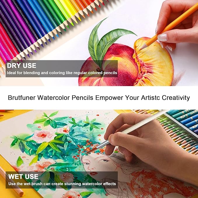 LBW Professional Watercolor Pencils for Adult Coloring Books, 72 Blendable Watecolor Pencils Set for Artists Beginners, Water Soluble Colored Pencils Wet or Dry