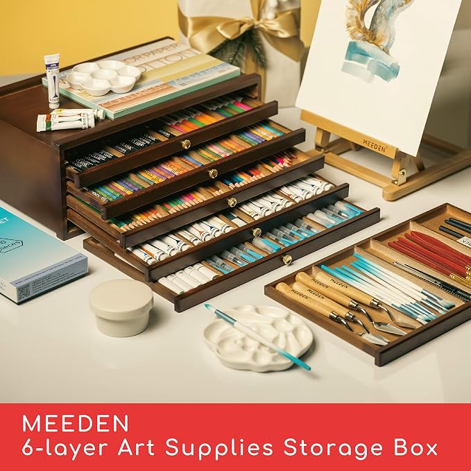 MEEDEN 6-Tier Artist Supply Storage Box: Art Organizer with Compartments
