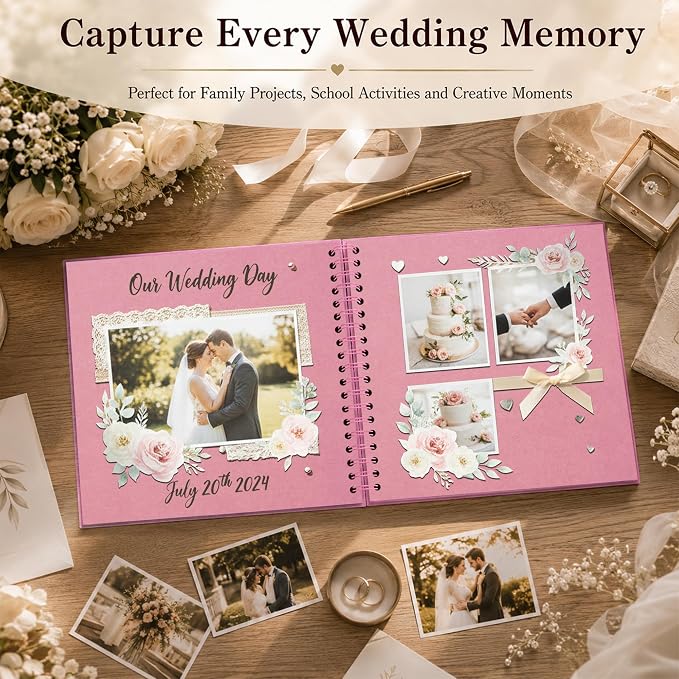 10x10 Inch DIY Scrapbook Album 40 Pages (20 Sheets), Hardcover Kraft Paper