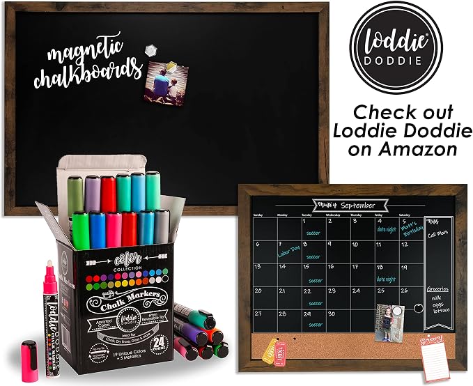 Loddie Doddie Chalk Markers for Blackboard, Wipes with Water, 15 mm, 8 Pack | Wipes Away with Water, For Glass & Non-Porous Surfaces, Smudge Proof, Jumbo Chisel Tip, Multicolor Set