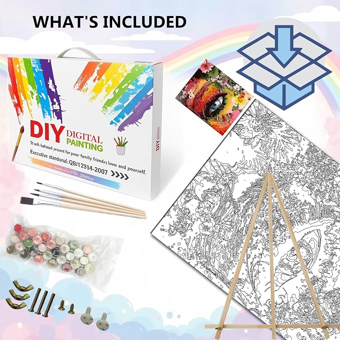 BAISITE Paint by Numbers Kit for Adults Beginners,16" Wx20 L Canvas for Painting Kits for Adults in Colorful Box-Color Eye Mother Earth 8407-Already Stretched on a Wooden Frame