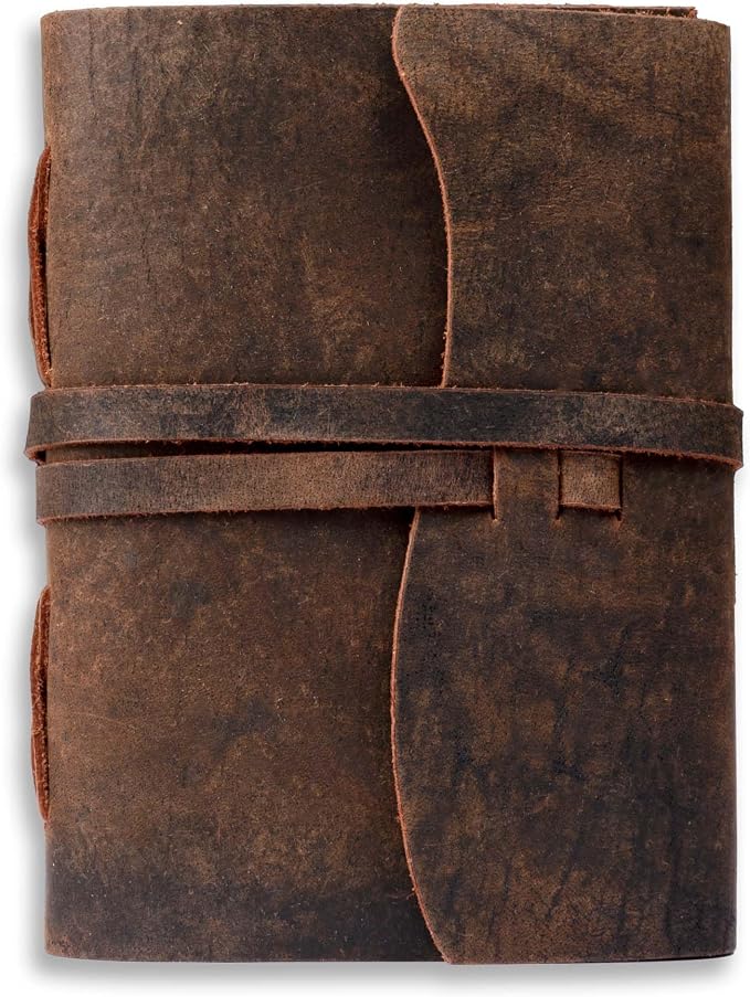 LEATHER VILLAGE Leather Journals Edge Cut, Rustic Brown 8x6.