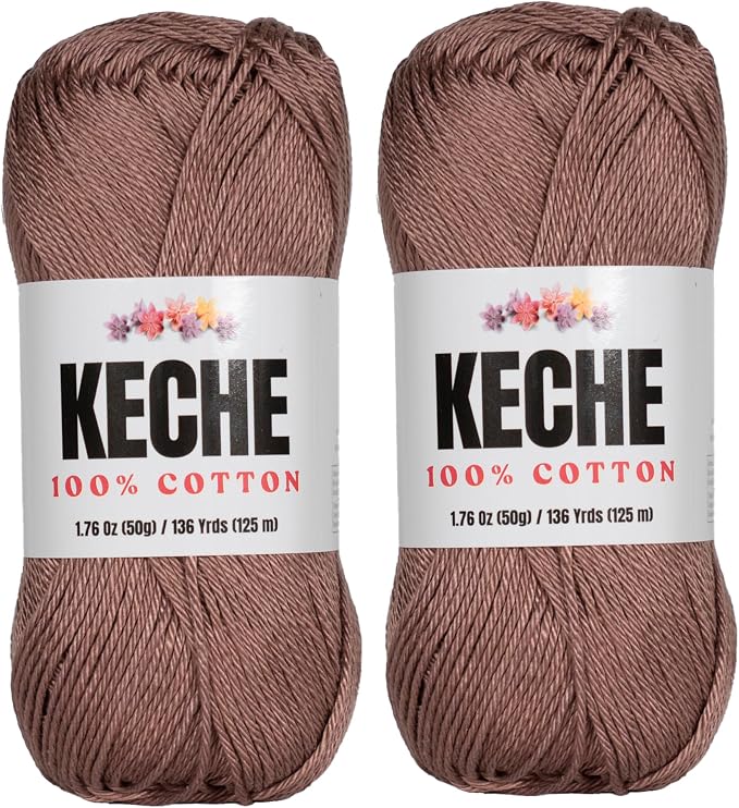 Cotton Yarn - 100% Cotton Yarn for Crocheting and Knitting, Mercerized Cotton Amigurumi Yarn Fine-Sport 2 1.76 oz (50g) / 136 Yrds (125 m) 2 Skeins - Camel