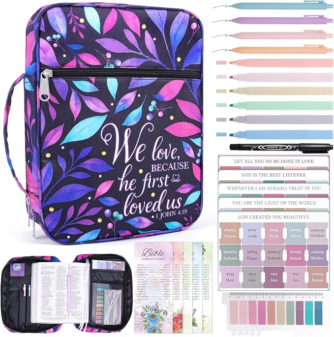 XKDOUS Bible Cover Case for Women Bible Bag Journaling Kit w/Study Supplies