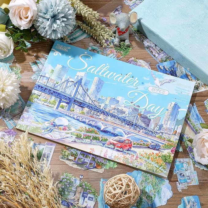 20 Sheets PET Beach Scrapbook Stickers 150 Pre-Cut Summer Stickers for Scrapbooking Transparent Sticker for journaling Junk journaling Supplies