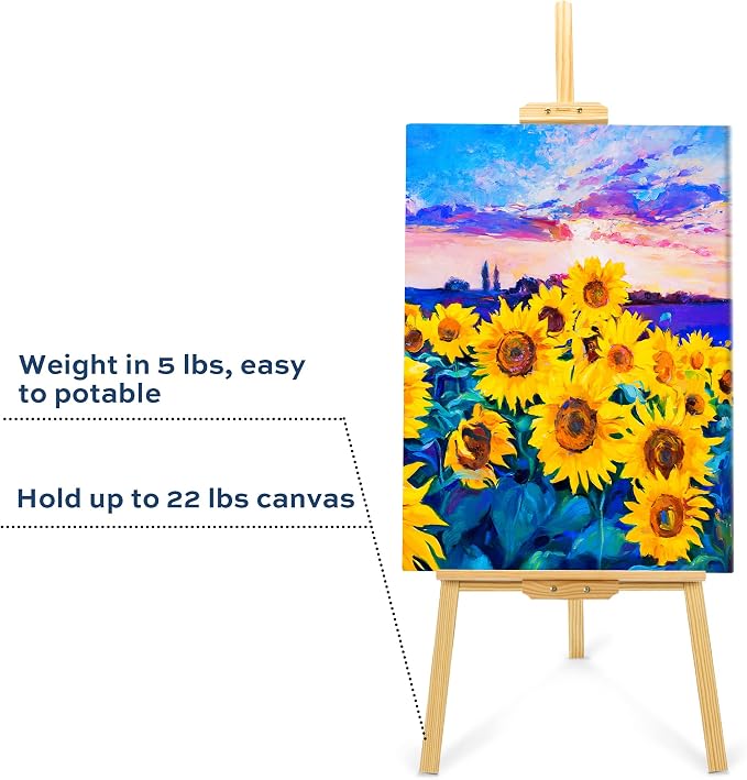 finenolo Wooden Easel Stand for Painting, 45" Adjustable Height Folding Art Easel for Canvas, Drawing, Wedding Signs & Posters, Ideal for Adults, Artists, Beginners, Students & Kids | Painting easel for canvas, drawing, wedding signs & posters, ideal f...
