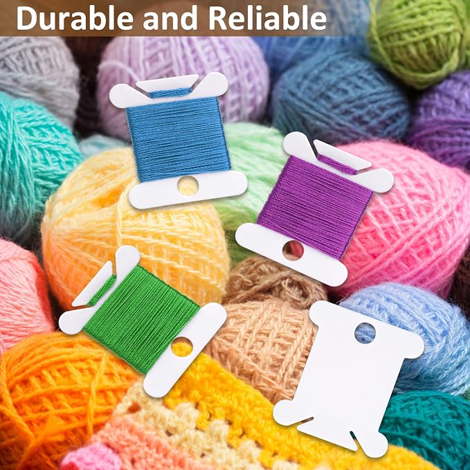 400 PCS Embroidery Floss Bobbins, Plastic Embroidery Floss Organizer, White Sewing Machine Bobbin for Cross Stitch, Thread Holder Sewing Storage for Sewing Thread, Needlework Supplies