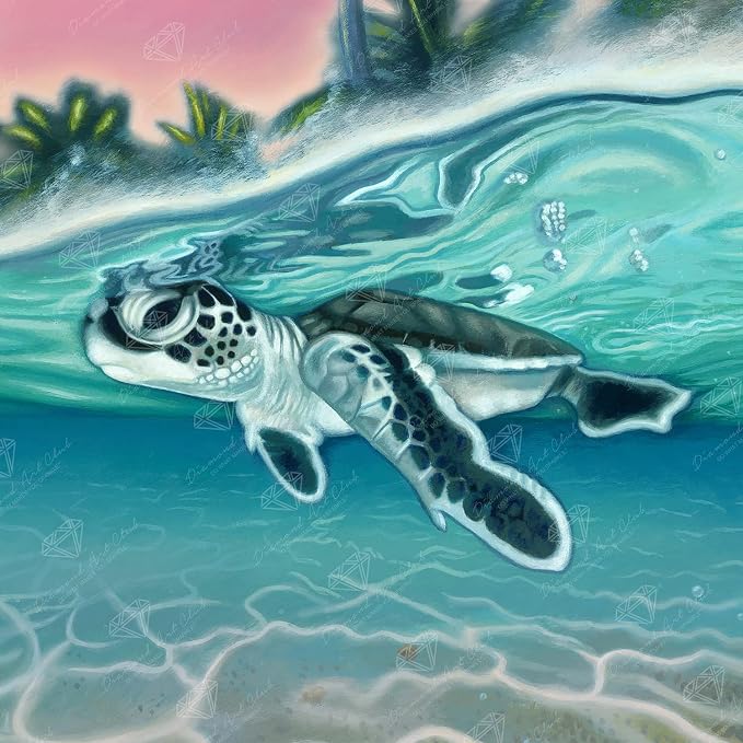 DIAMOND ART CLUB Tropical Sea Turtle Diamond Art Kits for Adults