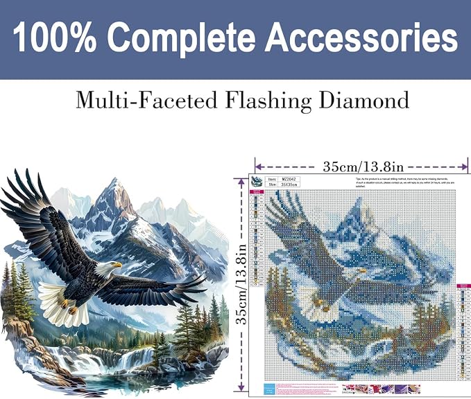 ijbnhd Eagle Diamond Art Kits for Adults 14x14in
