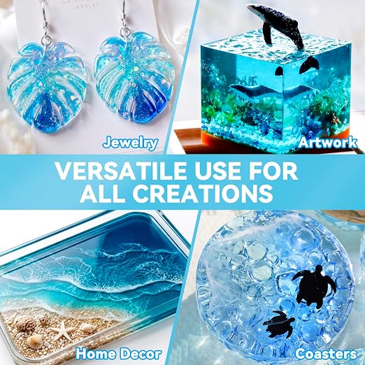 LET'S RESIN Epoxy Resin Kit,1 Gallon Bubble Free & Crystal Clear Resin | Epoxy Resin for DIY Art, Jewelry Making, Coasters, for Beginners & Pros（0.5 Gallon Resin + 0.5 Gallon Hardener）